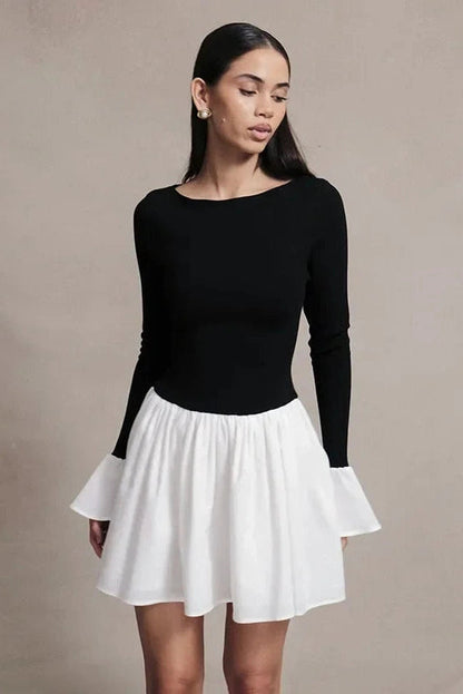 Slim Flare Sleeve Mini Dress