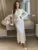 Autumn Knit 2 Piece-Set Long Skirt For Women V-Neck Ruffled Ribbed Elegant Party Looks Outfits Female Knitwear Slim Sets
