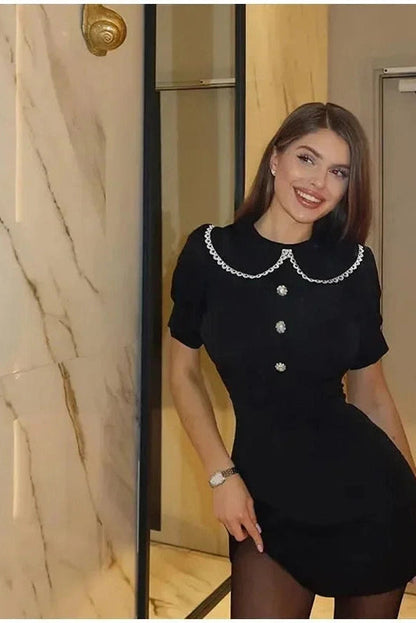 Slim Lace Short Sleeve Mini Dress