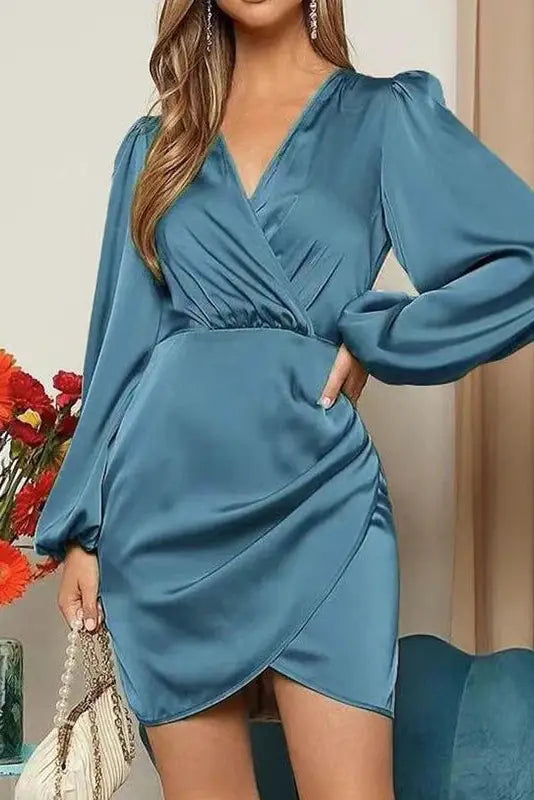 Satin Irregular Slim Mini Dress