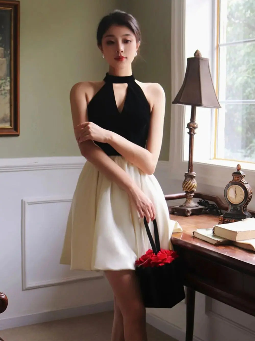 Woman Spring Summer New Elegant Velvet Patchwork Mini A-line Dresses Sleeveless Party Prom Fashion One Piece Clothes