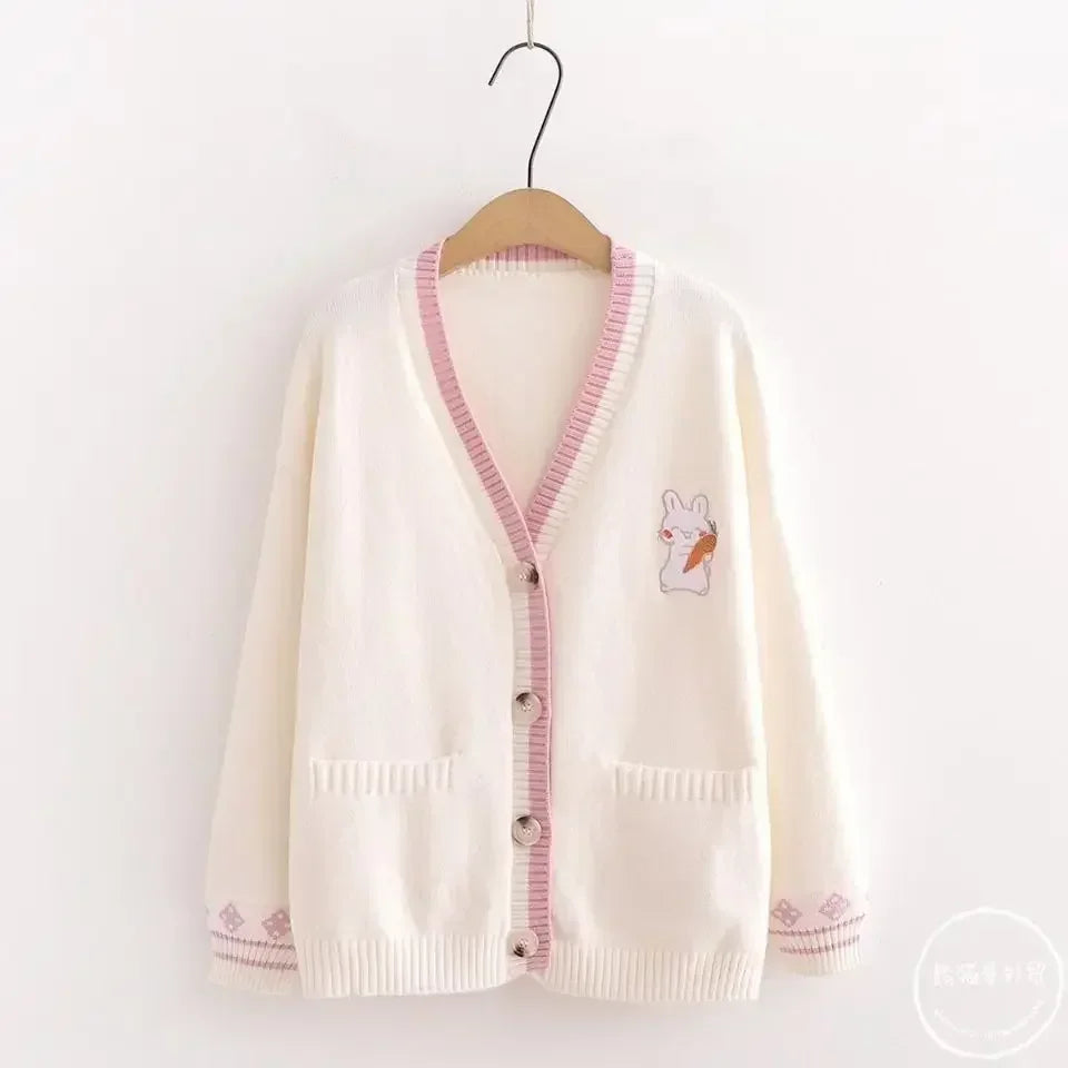JK Uniform Cardigans Women Coats Students Preppy Solid Long Sleeve Knitted Loose All-match Japanese V-neck Causal Daily Female