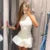 Elegant Solid Color Mini Dress For Women Knitted O Neck Sleeveless Backless Female Skirts  Summer New Chic Ladies Robe