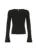 Black Solid Slim Flared Sleeve Elegant T Shirt Women Simple Basic Fashion Spring Autumn Knitted Top Tees