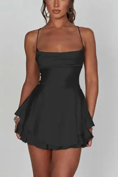 Backless Tie-Up A-Line Mini Dress