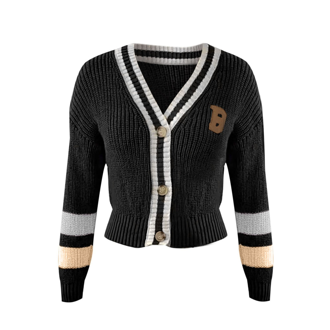 Cárdigan de punto a rayas con cuello en V para mujer | Ideal para otoño/invierno