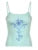 Abstract Print Y2K Camisole Sleeveless Slim Basic Light Blue Crop Top Women Cute Tanks Camis