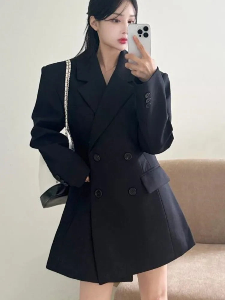 Autumn New Elegant Blazer Coats for Women Long Sleeve Office Lady Korean Fashion Casual Loose Street Trends Solid Blazers Jacket