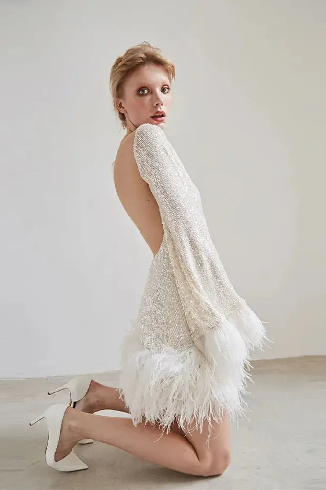 Sequined Fringed Mini Dress