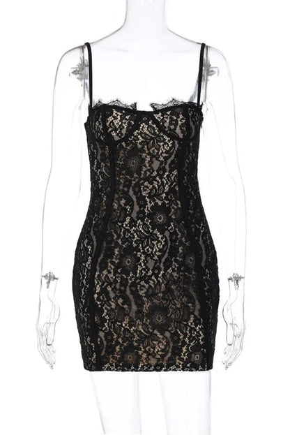 Lace Spaghetti Strap Bodycon Mini Dress