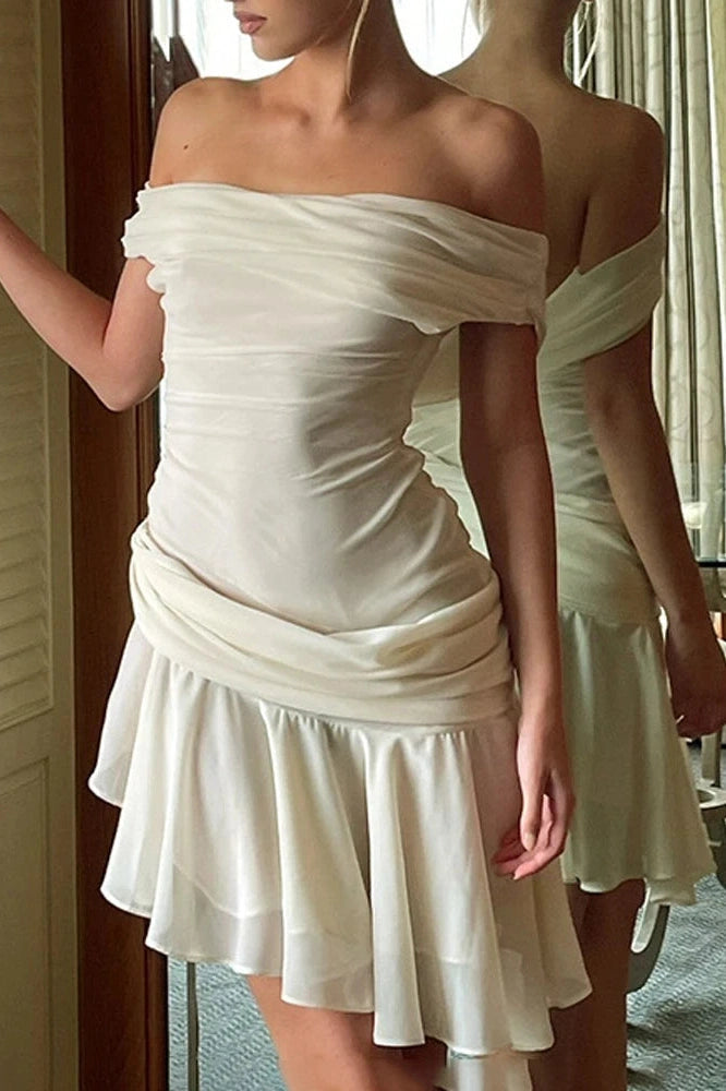 Off-Shoulder Mini Dress with High Waist