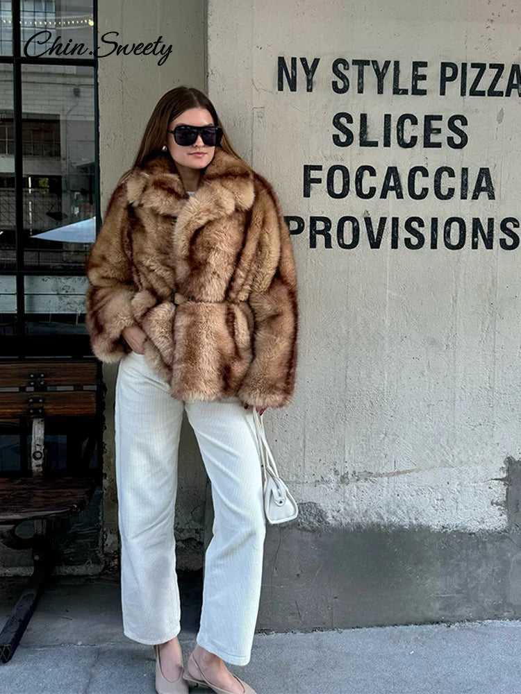 Oversized Fluffy Faux Fur Coats For Women  Winter Autumn Loose Lapel Cardigan Jacket Fashion High Street Warm Outwear New