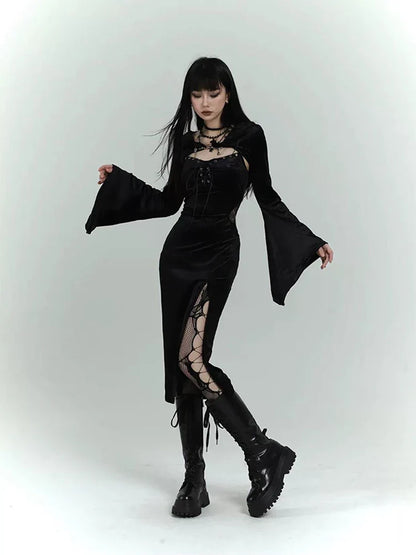 Black Slim Fit Midi Dress
