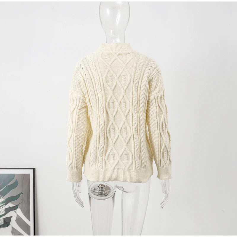 Thick Twisted Sweater Women Autumn Long Sleeve O-neck Female Knitted Pullover Solid Casual Loose Lady Kintwear Tops