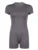 Back Zip Up O Neck Short Sleeve Skinny Sexy Gray Playsuits For Women Black Solid Basic Casual Sports Summer Rompers