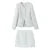 French Style Retro V collar Plaid Woven Tweed Blazer + High Waist Mini Short Skirts Suits 2 pieces 1 Set Black White