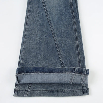 Y2K Low Waisted Washed Flare Jeans Korean Streetwear Blue Slim Fit Denim Pants Fashion Lady Casual Boot Cut Trousers