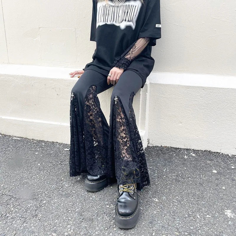 Lace Patchwork Flare Pants