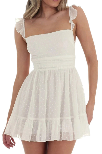 Backless Mini Dress with Sleeves and Tie-Up Detail