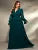 plus size V-neck irregular cross folding wood ear lace chiffon long sleeve dress Evening gown Ball dress Party dress