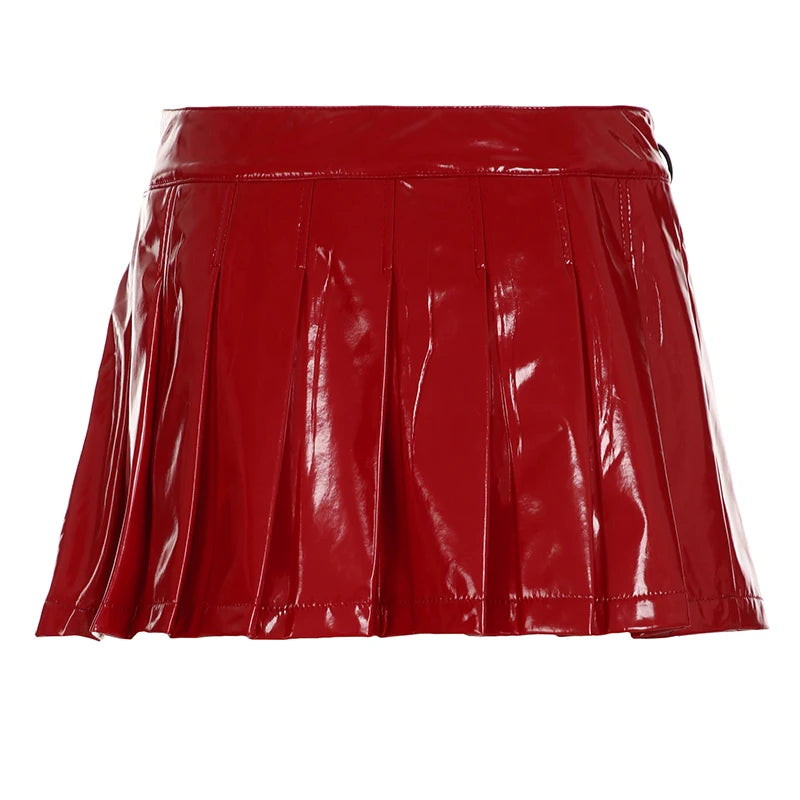 Christmas Gothic Sexy Punk Leather Skirt Women s New Darkly Chic Gyaru Metal Design Mini Solid Skirt Personality Streetwear