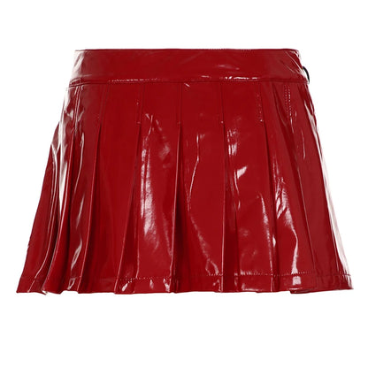 Christmas Gothic Sexy Punk Leather Skirt Women s New Darkly Chic Gyaru Metal Design Mini Solid Skirt Personality Streetwear