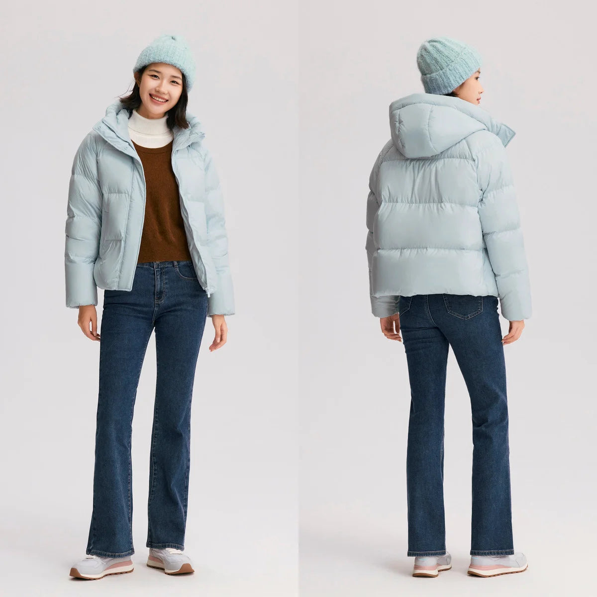 Down Jacket Women Solid Color Loose Versatile  Winter New Three-Proof Hooded Puffer Coat Down Jacket