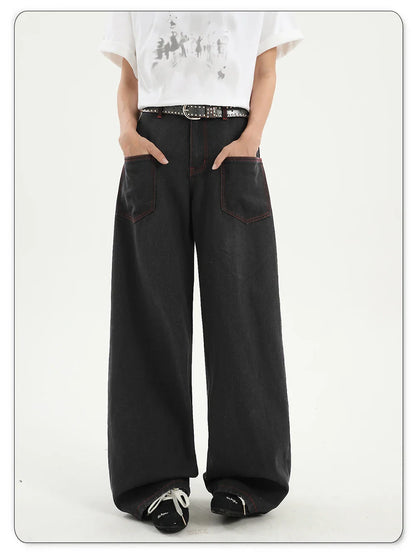 Snake Embroidery Wide Leg Pants