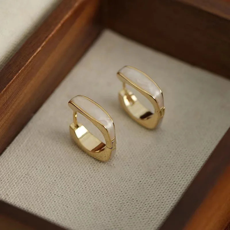 Lizakosht Fashion Square Imitation Pearl Earrings for Women Handmade Geometric Jewelry Gift