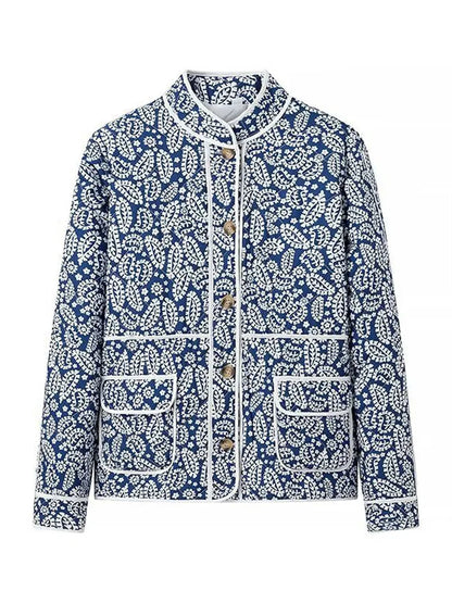 Fashion Printed Patchwork Jackets Female Contrast Loose Long Sleeve Autumn  Pocket High Street Coat Women’s Cardigan