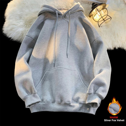 Y2k Pullover Hooded Oversize Hoody Sweatshirt Tops Solid Drop Shoulder Harajuku Streetwear Clothes