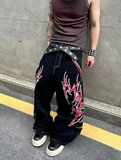 Harajuku Printing Denim Pants