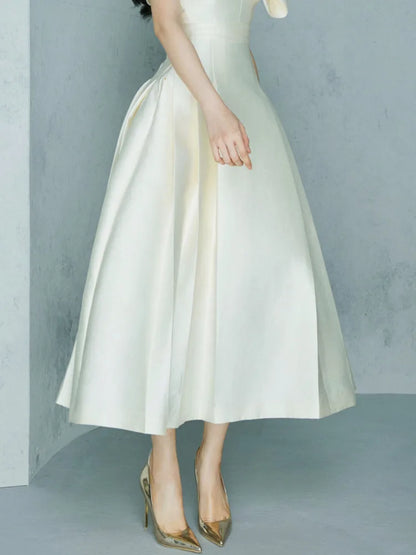 Elegant Long Dress Fairy Style V-neck Hollow Waist 3D Bow Pocket Fashion Party Dresses For Women 2025 Spring Summer 23A9338