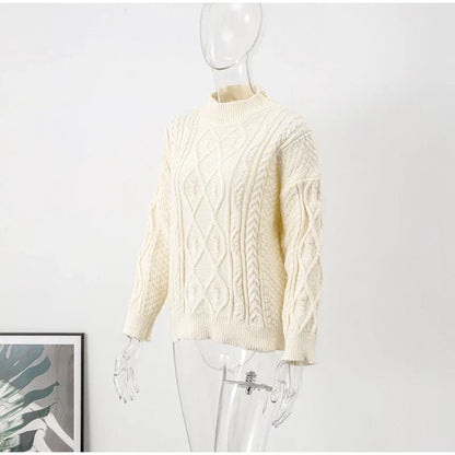 Thick Twisted Sweater Women Autumn Long Sleeve O-neck Female Knitted Pullover Solid Casual Loose Lady Kintwear Tops
