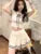 Korean Fashion Knitted Two-piece Set Women Short Sleeve Patchwork Cropped Top Pleated Mini Skirt Preppy Style Outfits New