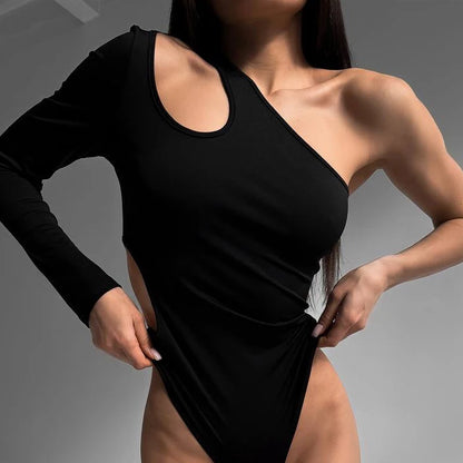One Shoulder Cut Out Women Bodysuit Sexy Backless Fashion Chic Fall Rompers Party Rave Outfits Lady Bodysuit Tops