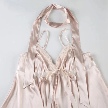 Kawaii Bandage Lace Pink Camisole Sweet Patchwork Satin Crop Tops with Slit y2k Vintage Tank Tops Cute
