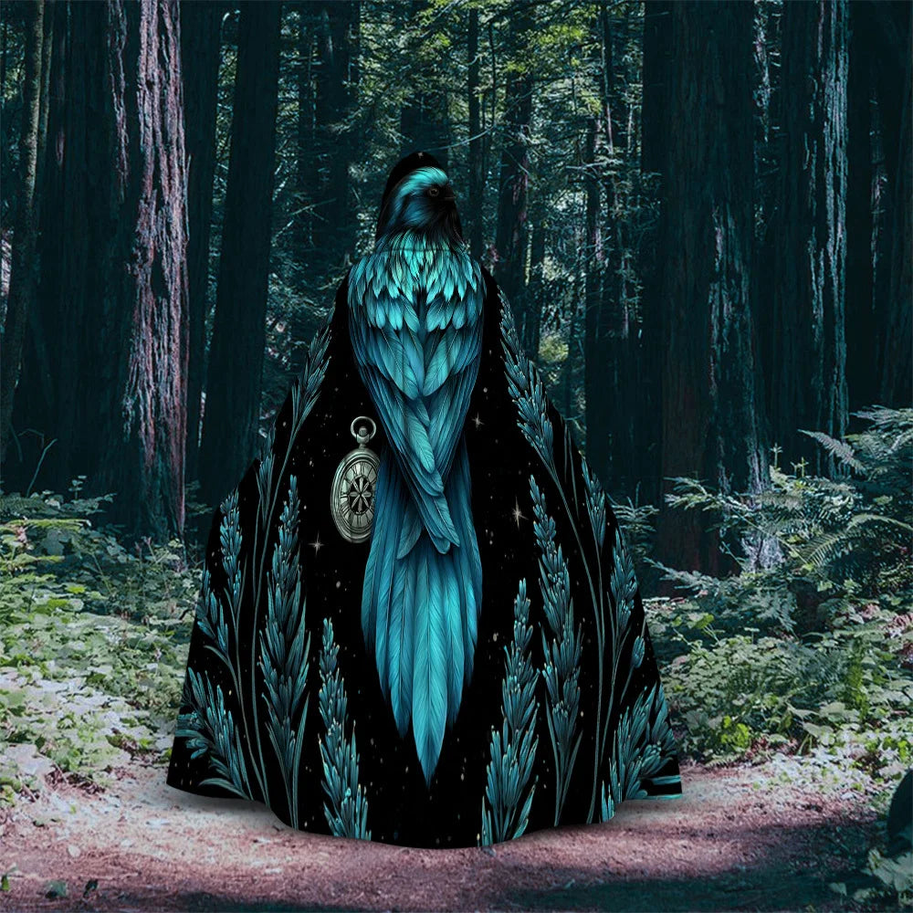 Blue Raven Embroidered Cloak