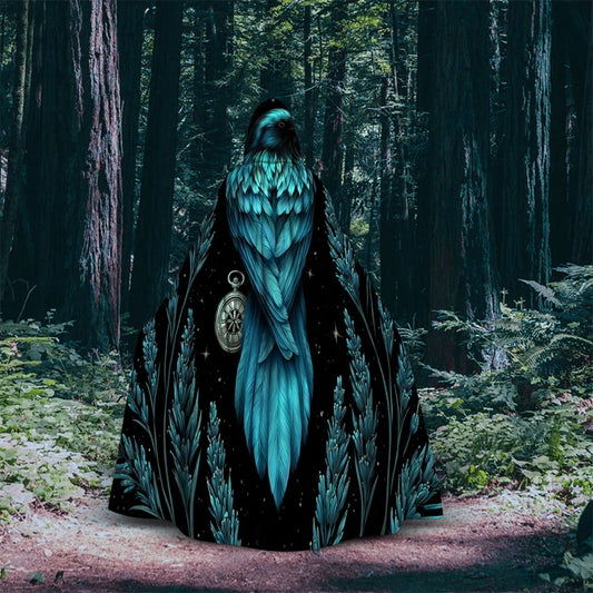 Blue Raven Embroidered Cloak