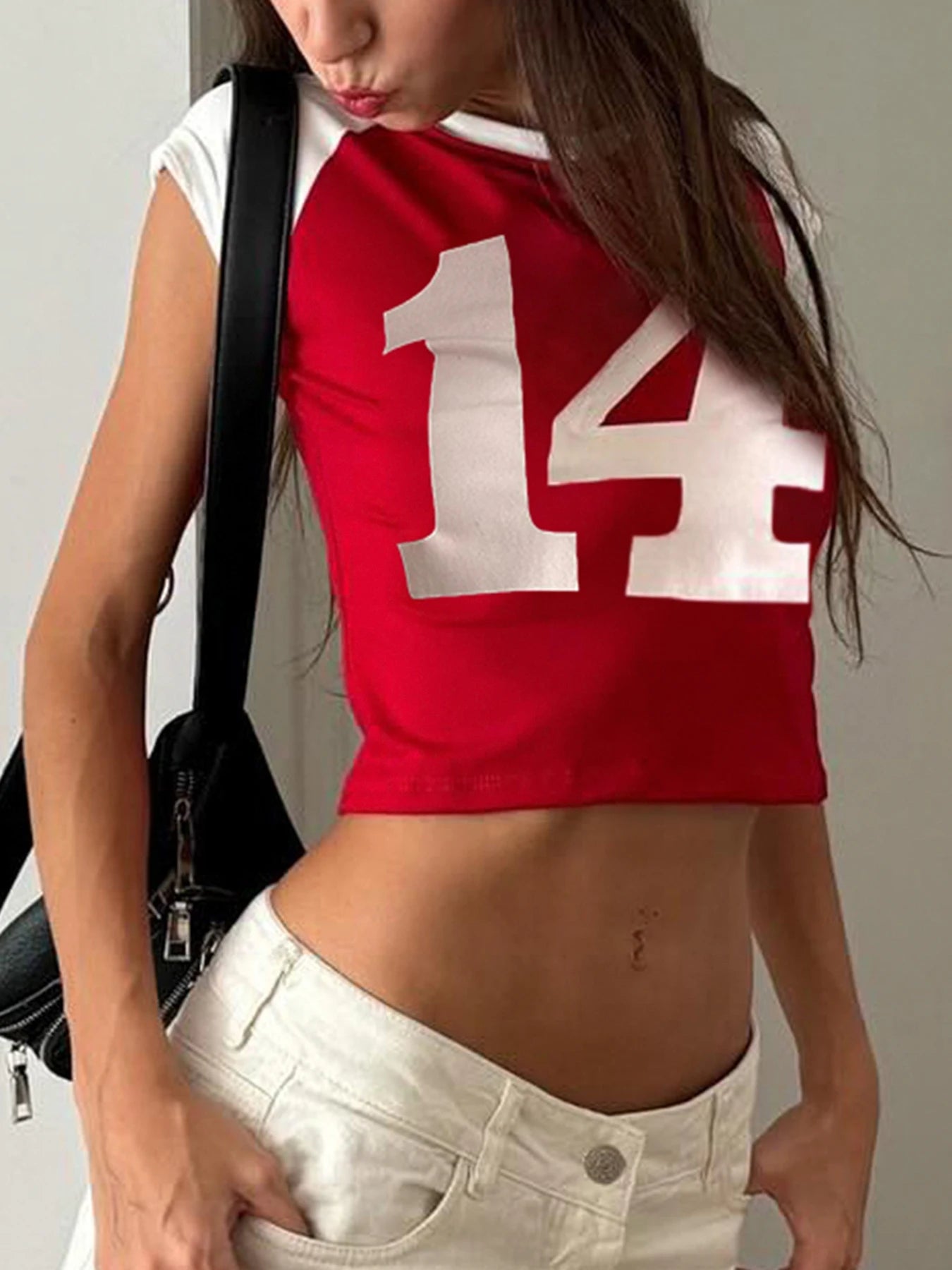 Christmas American Retro Casual Tee Contrast Patchwork Letter Print Sporty Football Jersey O Neck Short Sleeve Summer Crop Tops