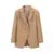CHIC Double Buttons BF Blazer Boyfriend Vintage Women Notched Cut out Front Hem Long Sleeve Suit Loose Female Coat Camel