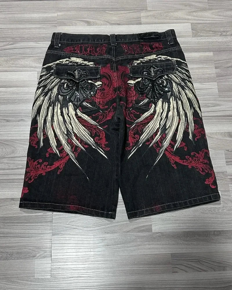 Loose Fit Vintage Letter Shorts