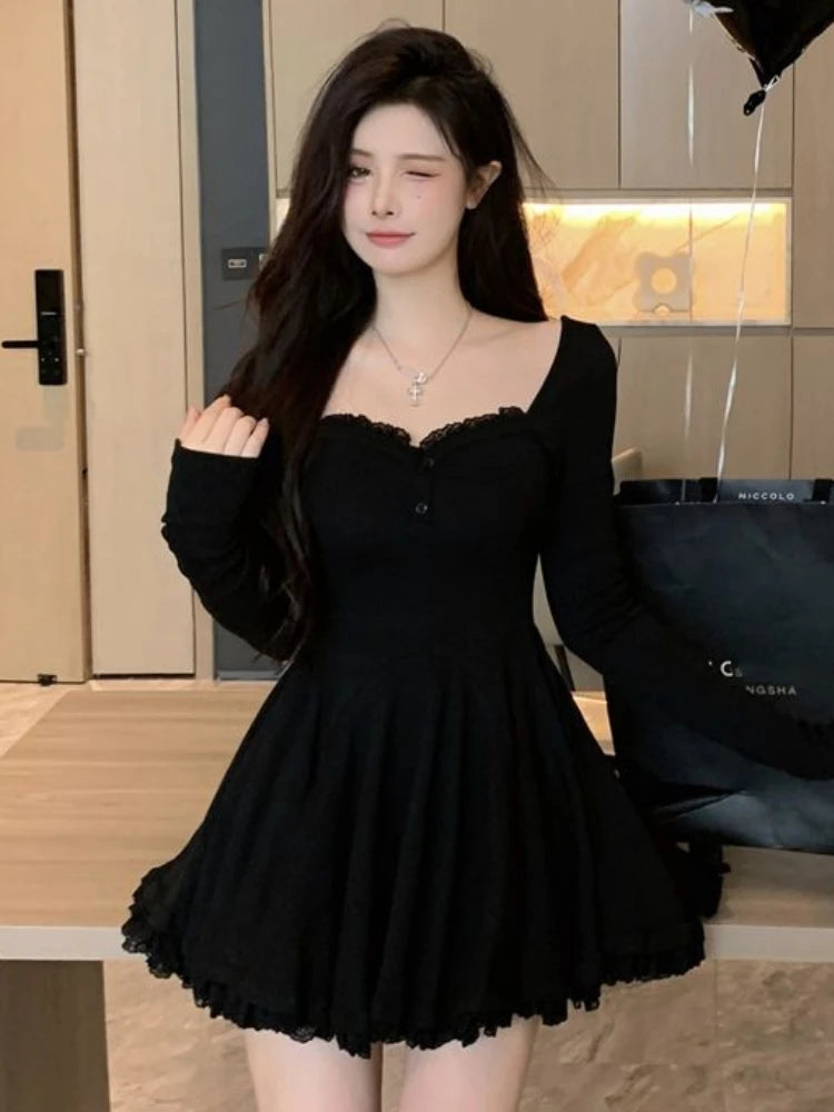 Women Fashion Mini Y2K Dress Autumn Spring New Vestidos Female Elegant Chic Slim Sexy Clothes