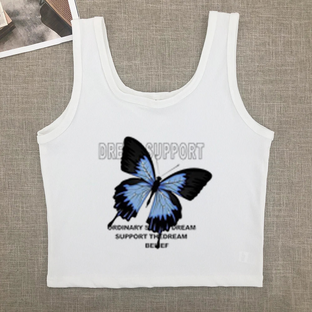 Full-shoulder cotton short-sleeved T-shirt women  summer new spice girls high waist slim short crop clothes sweet and spicy