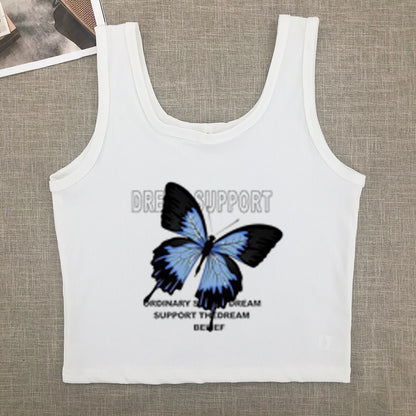 Full-shoulder cotton short-sleeved T-shirt women  summer new spice girls high waist slim short crop clothes sweet and spicy