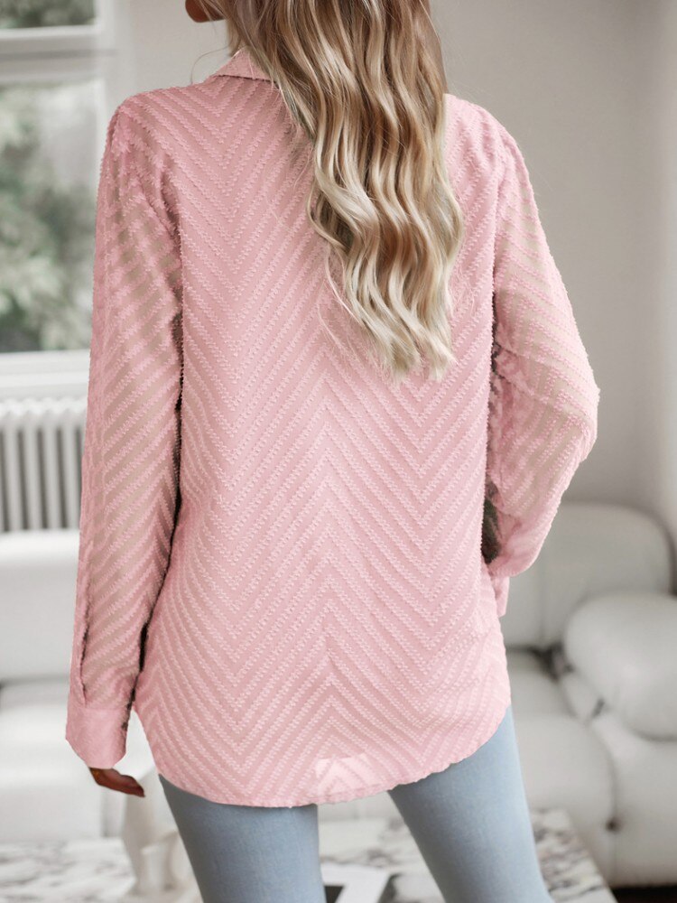 Blusa rosa elegante con estampado y bolsillo para mujer | Ideal para primavera/verano