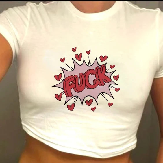 T shirt summer American print Spice Girl trend slim-fit short round neck short sleeve show midriff