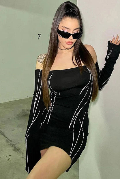 Elegant Printed Mini Dress with Full Sleeves