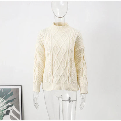 Thick Twisted Sweater Women Autumn Long Sleeve O-neck Female Knitted Pullover Solid Casual Loose Lady Kintwear Tops