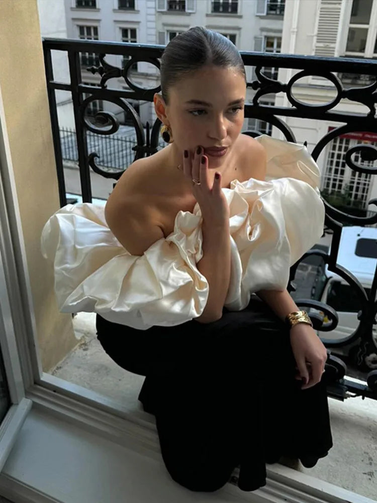 Elegant Off Shoulder Floral Long Dresses Women Vintage Slim Black Patchwork Petal Sleeves Robes Female Versatile Party Evening
